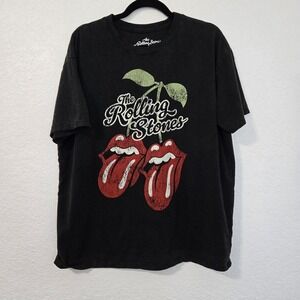 Rolling Stones L T-Shirt Tongue Graphic Band Tee Cherry‎ Black Rock Casual